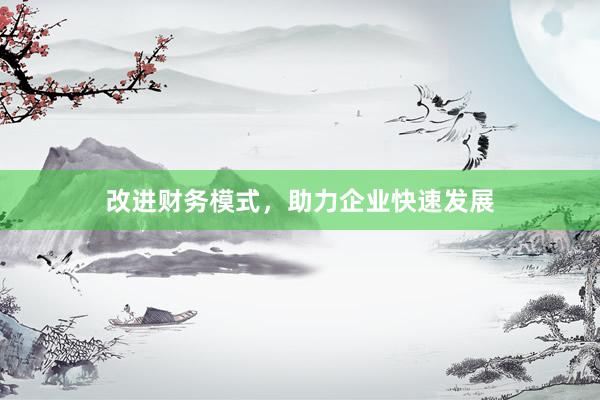 改进财务模式，助力企业快速发展